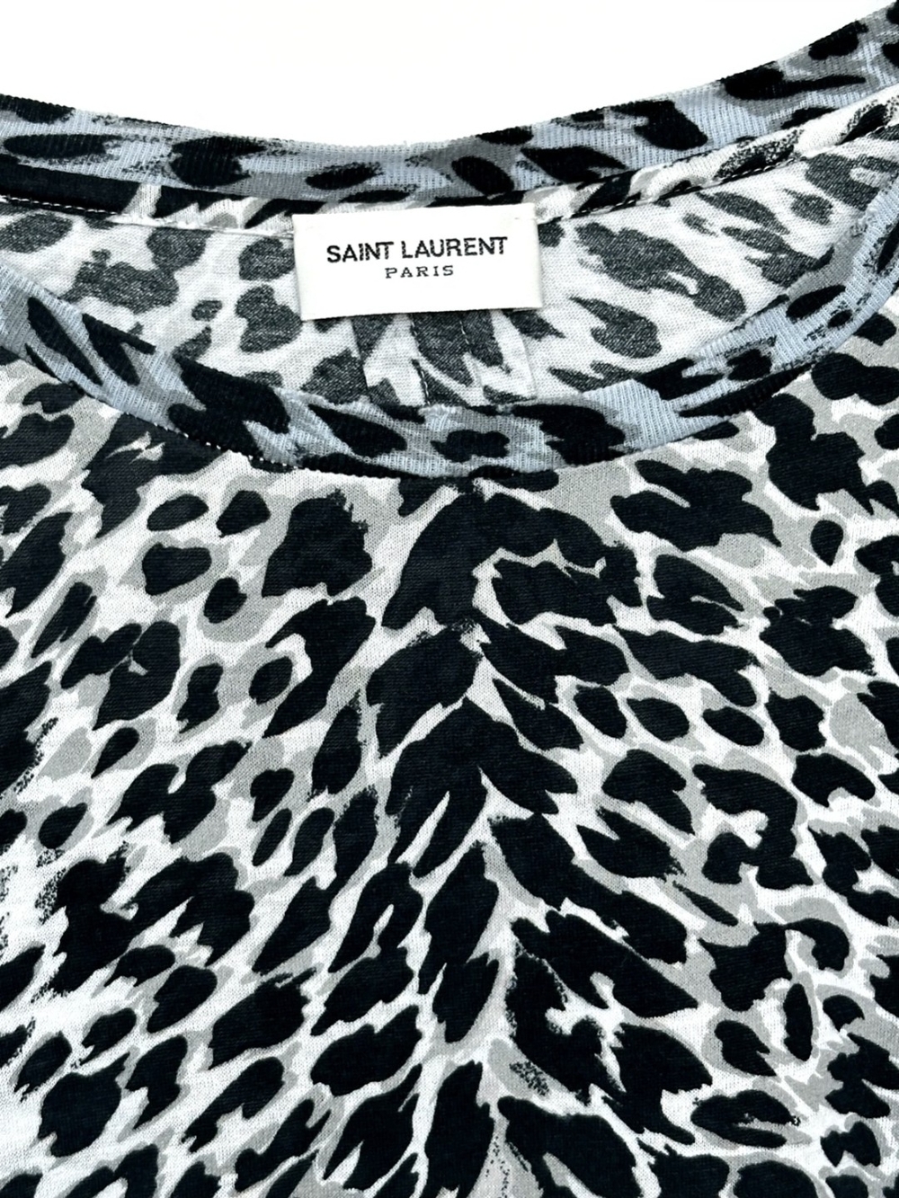 Saint Laurent Black & White Animal-Print Short Sleeve Tee - Picture 2 of 6
